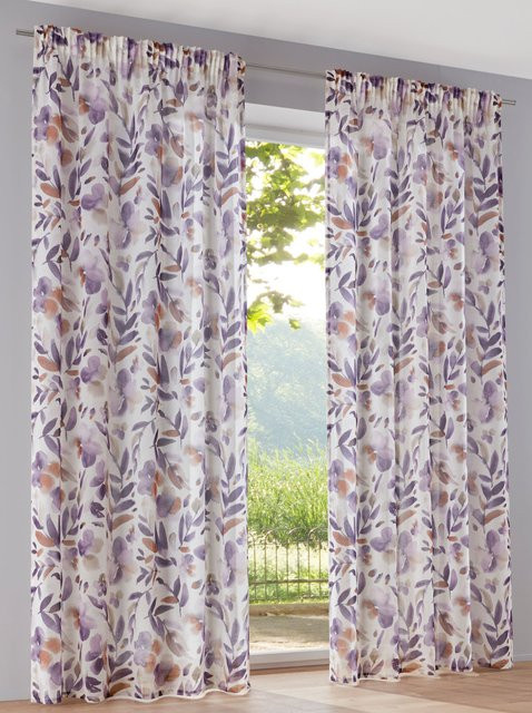 Dekostore semi-transparentes Stoffpanel mit floralem Design in Lila - Bild 1