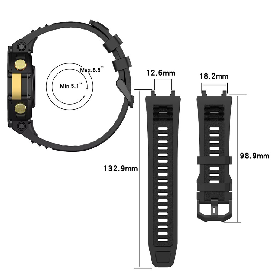 Huami Amazfit T-Rex 2 Smartwatch Armband, Silikon, Schwarz, Unisex - Bild 1