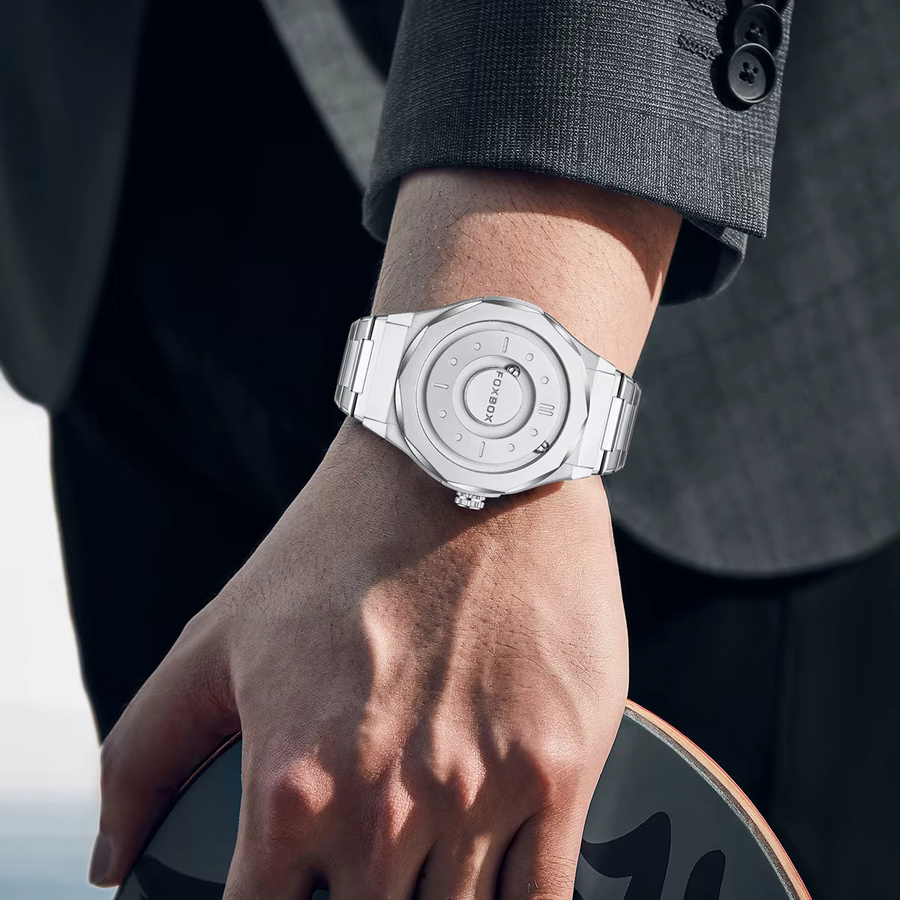 FOXBOX Armbanduhr Quarz, Edelstahl, Silber, Herren - Bild 5