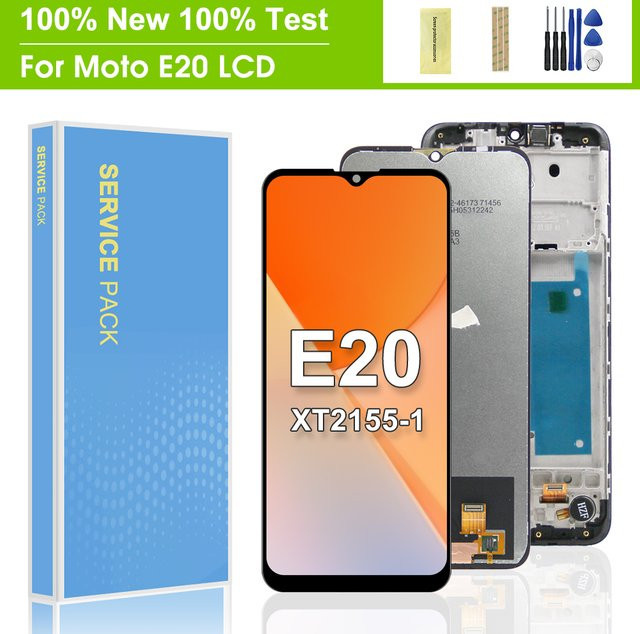 Motorola Moto E20 LCD-Display Touchscreen mit Rahmen in Schwarz, 6.5 Zoll für XT2155 - Bild 1