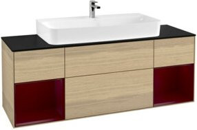V&B Waschtischunterschrank Finion Wandmontage mit LED-Beleuchtung und Regalfach in Eiche Lackiert, Breite: 160 cm - Bild 1