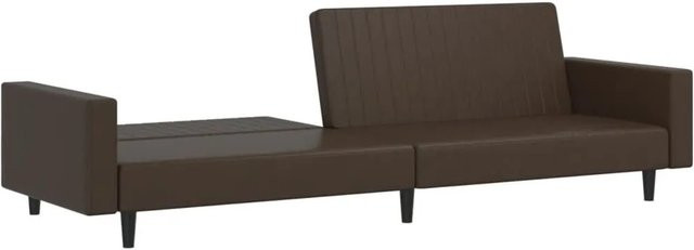 vidaXL Schlafsofa 2-Sitzer Click-Clack in Braun aus Kunstleder mit Holzrahmen - Bild 1