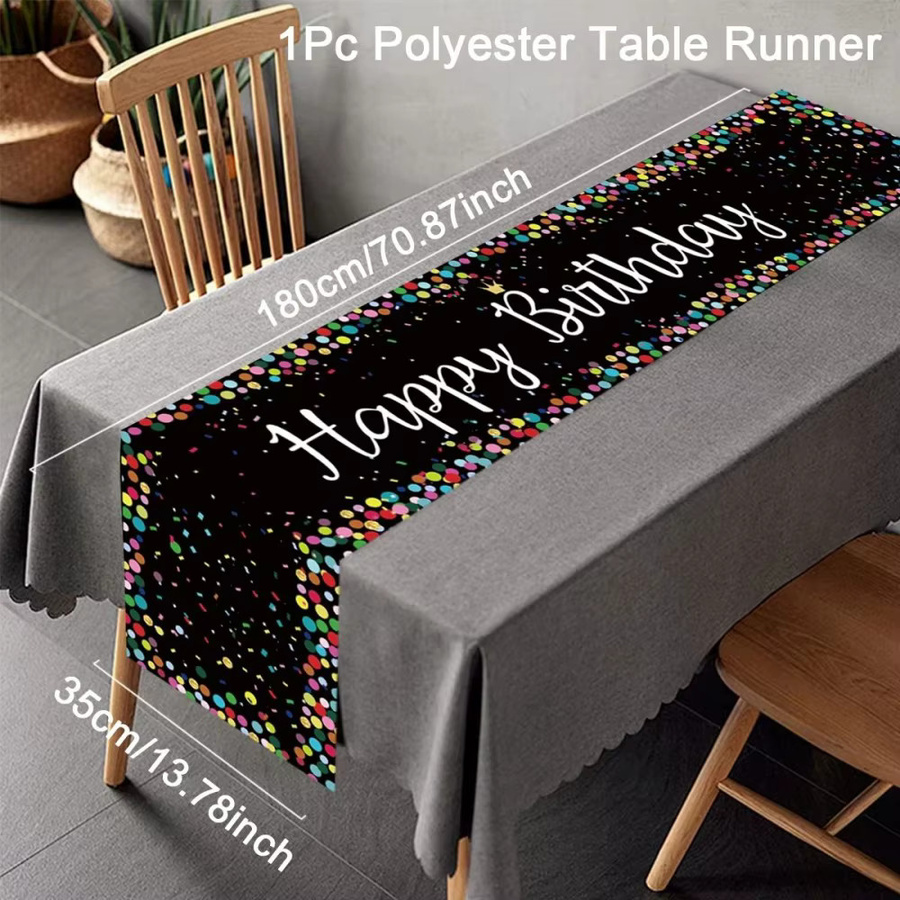 VIKAMA Tischbanner Schwarz für Geburtstag und Hochzeit, Partydekoration mit Buchstaben-Design, Breite: 90 cm, Höhe: 33 cm - Bild 1