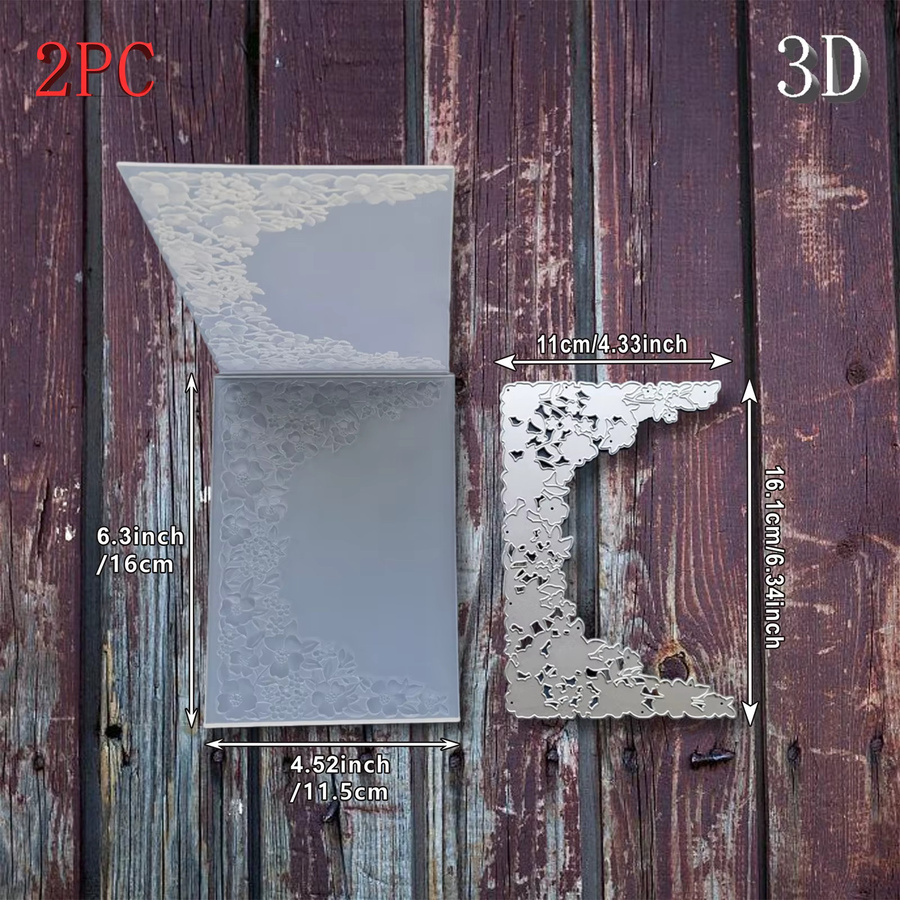 3D-geprägtes Ordner- und Stanzset Artistische Blumenrahmen für Scrapbooking und Kartenherstellung aus Kunststoff - Bild 3