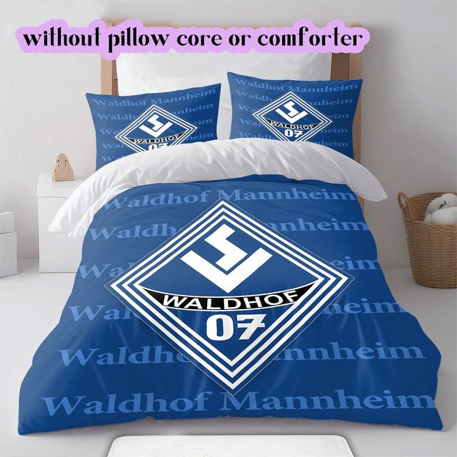 Lalilata Home SV Waldhof Mannheim 07 Muster Bettwäsche Set in Blau und Weiß mit Reißverschluss, B/H: 200 x 200 cm - Bild 1
