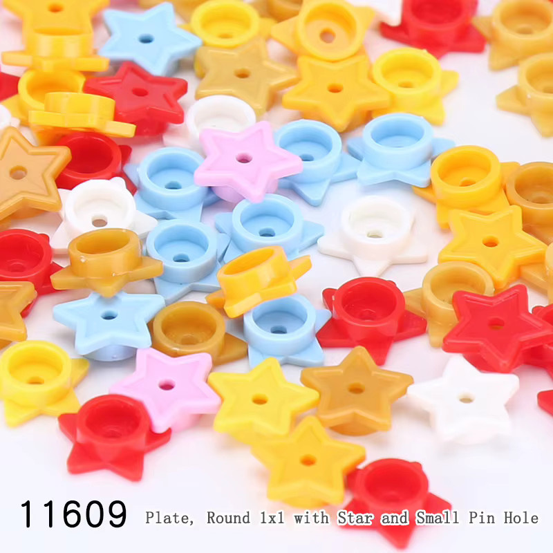 Moc 11609 Bausteine Runde Platte 1x1 mit Stern und Kleinem Loch, 500-teiliges Set, Bunt / Mehrfarbig - Bild 2