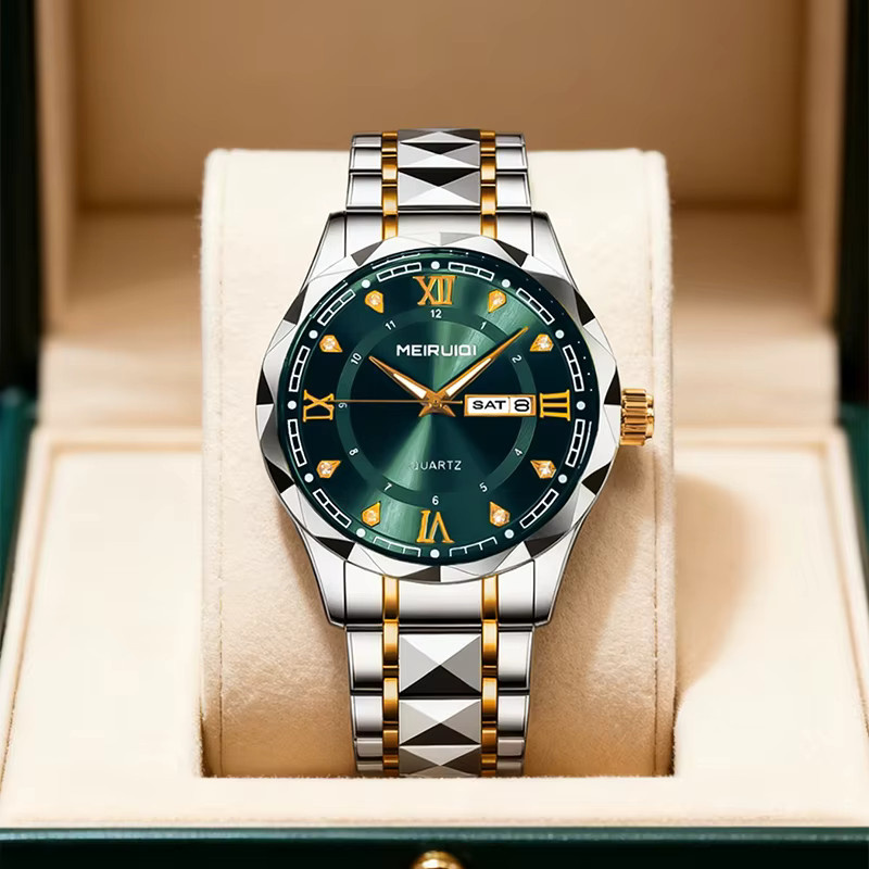 MEIRUIQI Armbanduhr, Quarz, Edelstahl, Blau, Herren, Datum - Bild 2