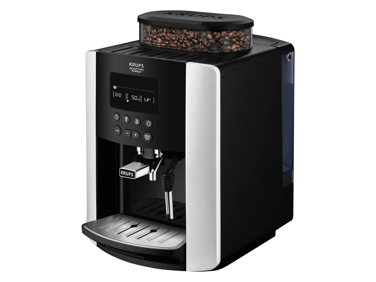 Krups Kaffeevollautomat Arabica Display Quattro Force EA8178 in Schwarz und Silber mit Milchdüse - Bild 2