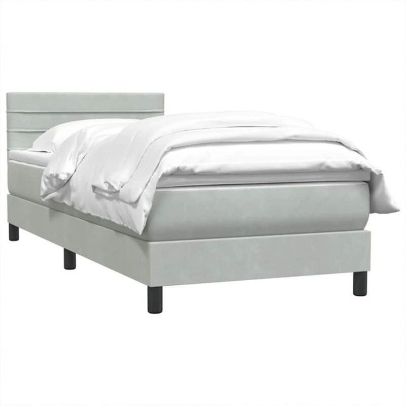 vidaxl Boxspringbett mit Matratze in Grau aus Samt, B/L: 80 x 210 cm - Bild 1