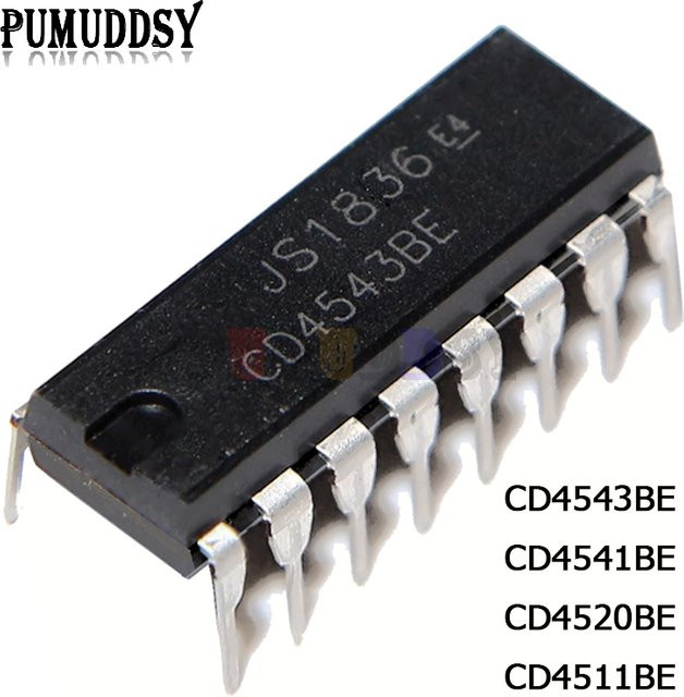 10er Set PUMUDDSY DIP IC Chips CD4543BE CD4541BE CD4520BE CD4511BE in Schwarz - Bild 1