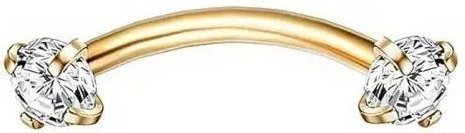 Piercing Gebogener Barbell Stecker, Edelstahl, Zirkonia, Gold, Unisex - Bild 1