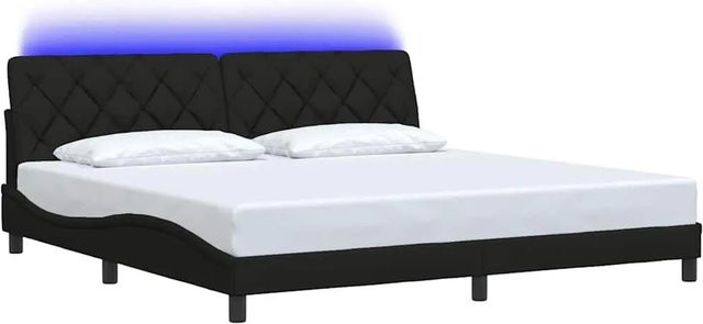 vidaXL Bettgestell mit LED-Unterbettbeleuchtung und USB-Ladeport in Schwarz, Stoffbezug, B/T: 200 x 200 cm - Bild 1