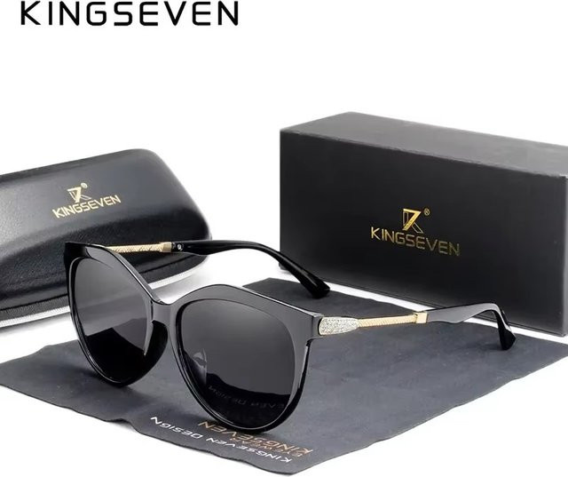 Kings even Sonnenbrille, Damen, Vollrand, Metall, Schwarz, polarisiert - Bild 1