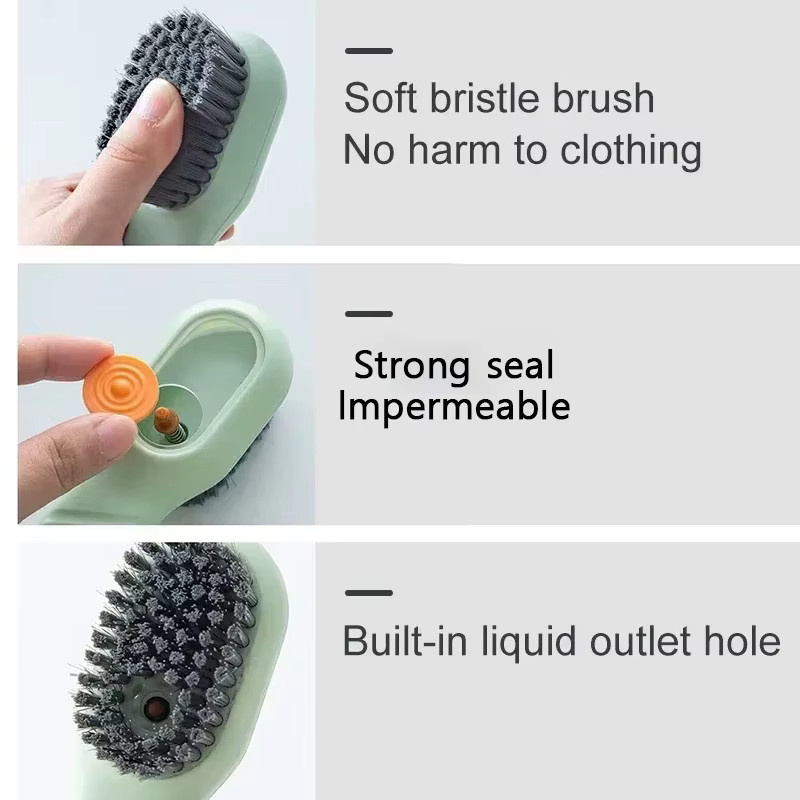 VIE LENTE Multifunktions Reinigungsbürste mit automatischer Flüssigkeitsabgabe für Schuhe und Kleidung in Grün - Bild 2