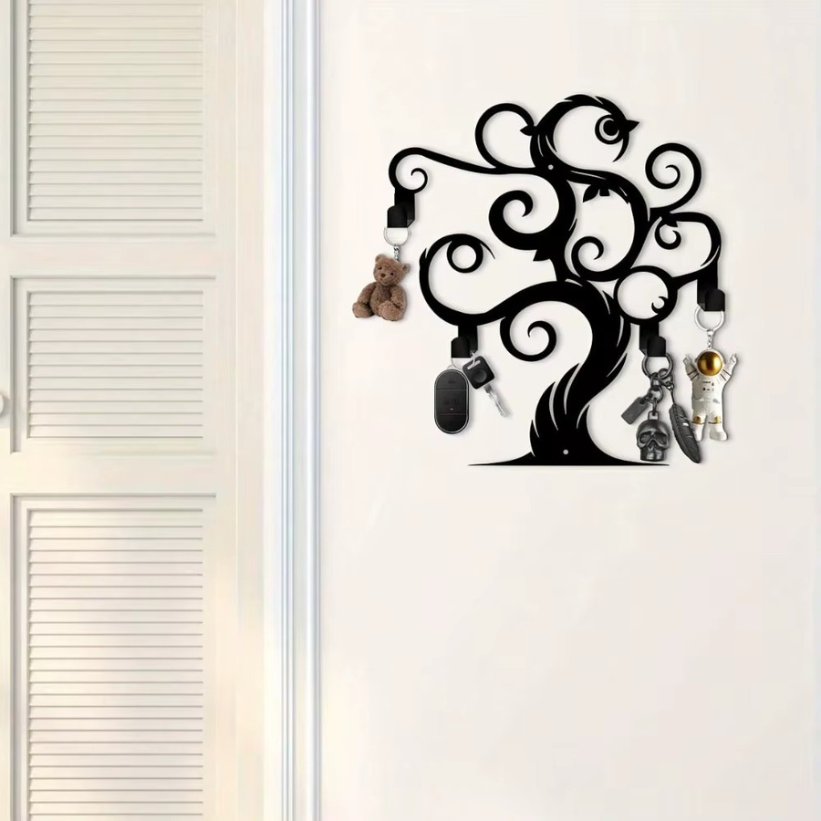 CIFBUY Wandhaken Baum des Lebens aus schwarzem Metall im Boho-Stil, Höhe: 30,0 cm - Bild 2