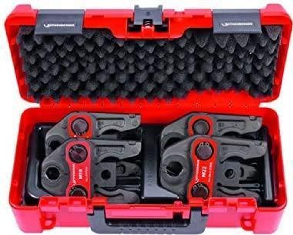 Rothenberger Pressbackenset Standard Typ SV mit 32 kN für NW 15 - 18 - 22 - 28 mm in Rot - Bild 2