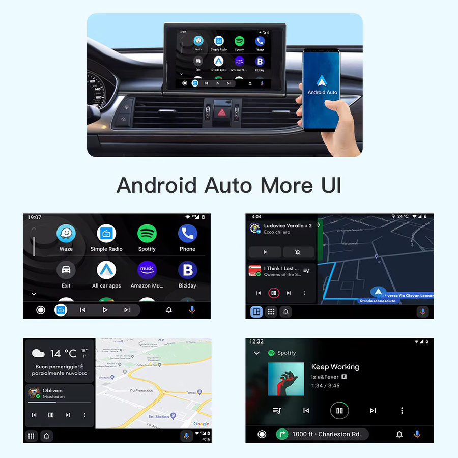 AUTOABC Kabelloses CarPlay und Android Auto Interface für Audi A6 A7 2012-2018 mit Mirror Link, AirPlay, Navigationsfunktionen und Rückfahrkamera, Schwarz - Bild 5