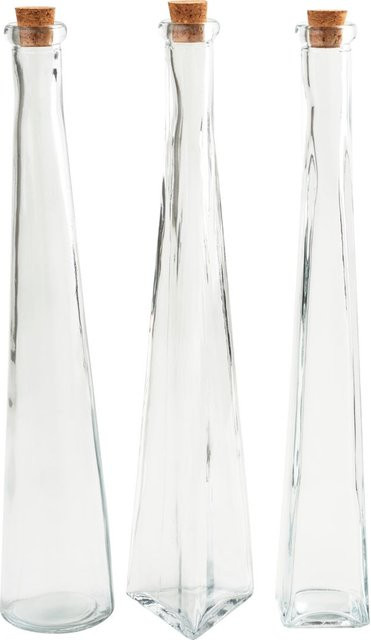 VBS Glasflaschen Geo 3er-Set transparent mit geometrischem Design - Bild 1
