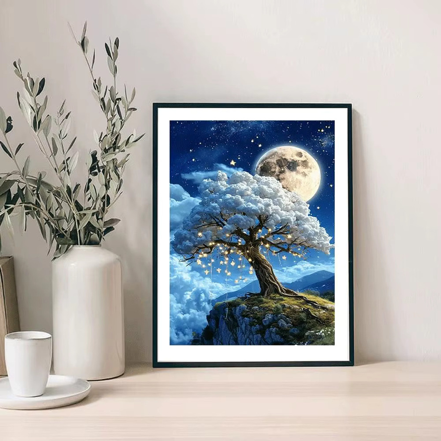 Huacan 5D-Diamant-Stickerei Set mit Baum und Mond Motiv in Multicolour zur Wanddekoration - Bild 3