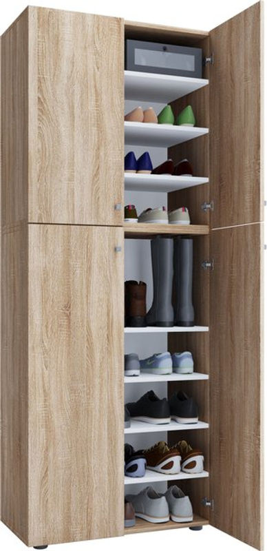 VCM Schuhschrank Lona XXL aus Holz mit Türen, Eiche Sonoma, B: 70 cm, H: 184 cm, T: 40 cm - Bild 2