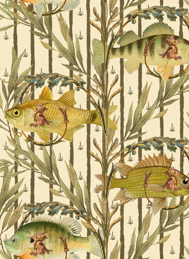 Mindthegap Tapete Sweetwater Fishes in Multicolour mit Fisch- und Pflanzenmotiv, Non-Woven - Bild 1