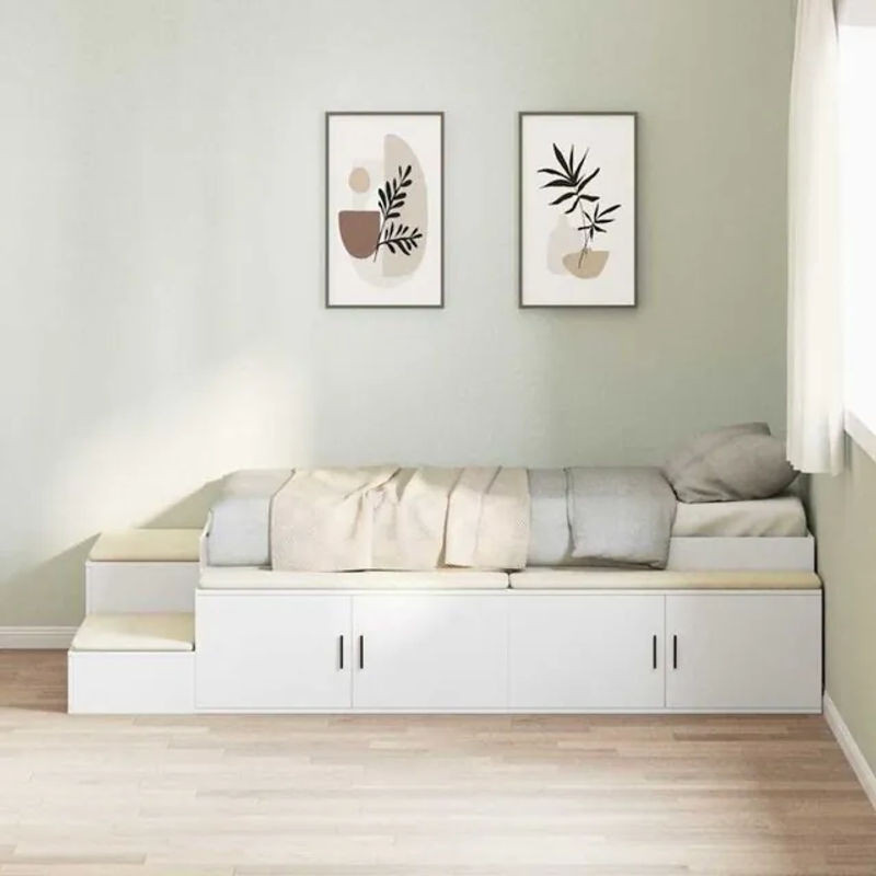 Vidaxl Funktionsbett mit Stauraum in Weiß aus Holzwerkstoff, Modern und Minimalistisch, B/T/H: 234 x 103 x 53.5 cm - Bild 1