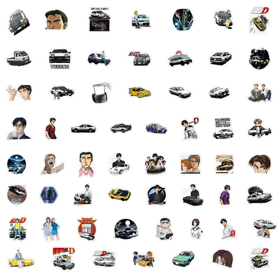 Bandai Anime Initial D Aufkleber, Manga-Sticker, 10/30/60 Stück - Bild 6