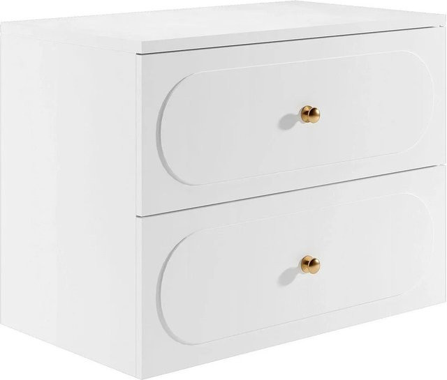 Waschbeckenunterschrank Vente-unique Satobal in Weiß mit geriffeltem Design, B/T/H: 80 x 46 x 60 cm - Bild 1