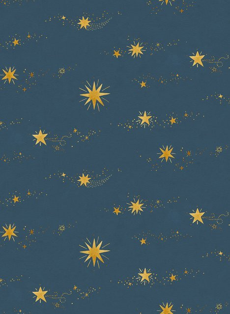 Sandberg Mural Gillis Tapete im skandinavischen Stil mit Sternen in Midnight & Blue aus Vlies - Bild 1