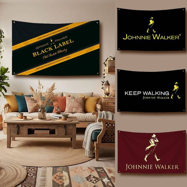 J-Johnnie Walker Wandbanner aus Polyester in Schwarz, rechteckiger Wandteppich zur Dekoration - Bild 1