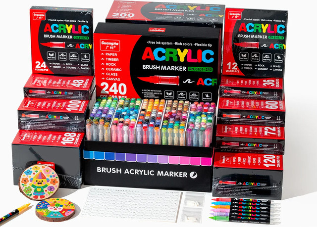 Professionelle Acryl-Farbmarker mit Pinselspitze und Tintenkontrollsystem in Multicolour für jede Oberfläche - Bild 1