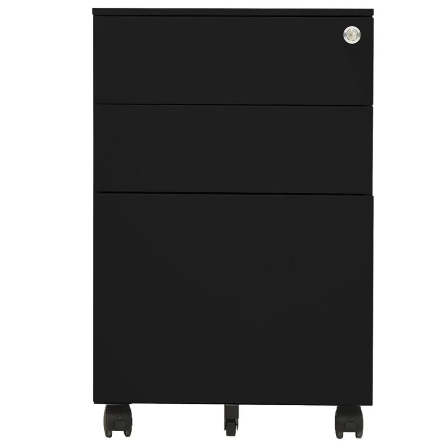 vidaXL Aktenschrank aus Metall in Schwarz mit Rollen und Schloss, B/T/H: 39 x 45 x 60 cm - Bild 2