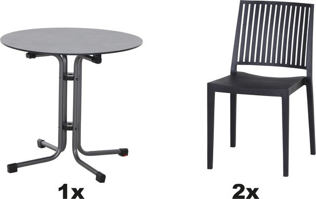 Siena Garden Gartenmöbel Set Lane 3-teilig Anthrazit Durchmesser: 80 cm, Höhe: 71 cm - Bild 1