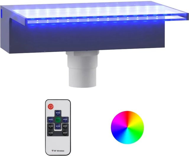 vidaXL Wasserfall-Element mit RGB LEDs aus Acryl in Grau und Transparent, B: 30 cm, H: 21 cm, T: 8 cm - Bild 1