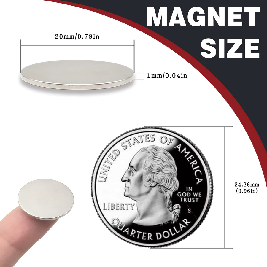 Mini-Kühlschrankmagnete aus Metall in Silber, 20 Stück, Durchmesser: 1 cm, Dicke: 1 mm - Bild 2