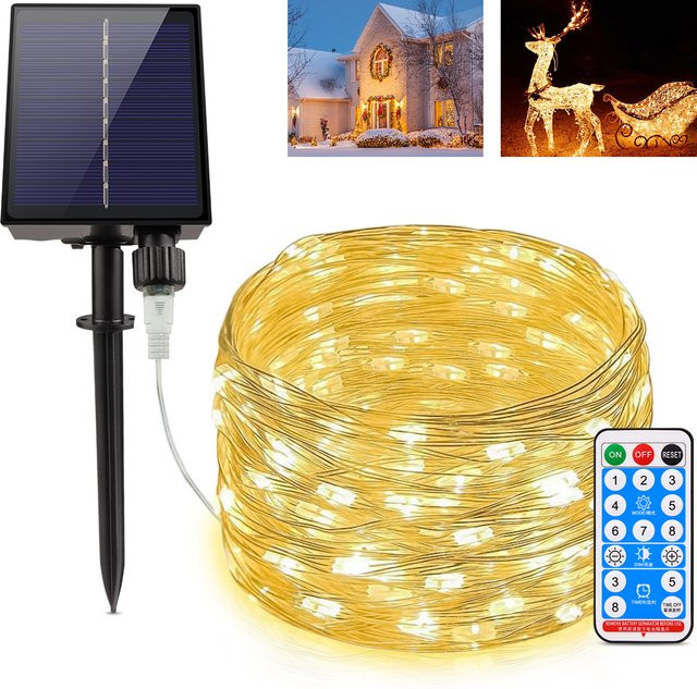 Rybakov Solar LED Lichterkette Warmweiß für Garten und Outdoor Dekoration - Bild 1