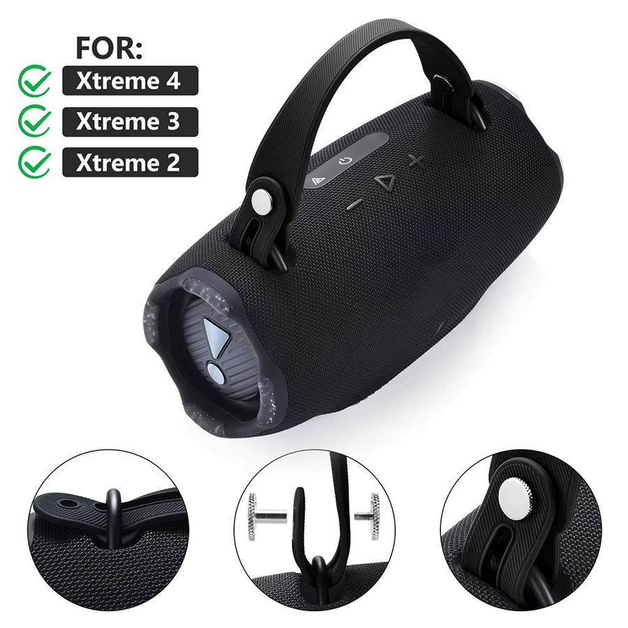 Abnehmbarer Silikon-Griffriemen für JBL Xtreme 4, 3 und 2 Bluetooth-Lautsprecher in Schwarz oder Orange inklusive 2 Paar Schrauben - Bild 3