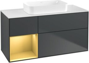V&B Waschtischunterschrank Finion in Mattblau lackiert, B/T: 120 x 60 cm - Bild 1