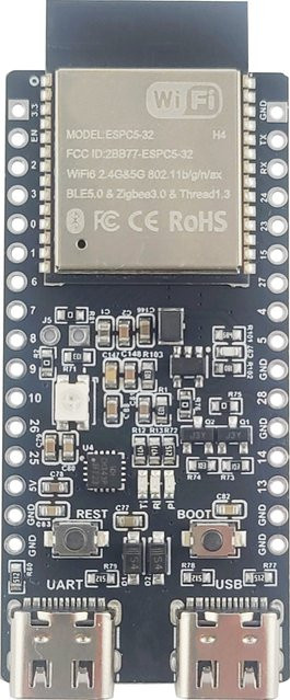 ESP32-C5-DevKitC-1 Entwicklungsboard mit Dual-Frequenz WiFi 6 (2,4 GHz und 5 GHz), 4 MB Flash, USB-C Anschluss und CH343, Schwarz - Bild 1