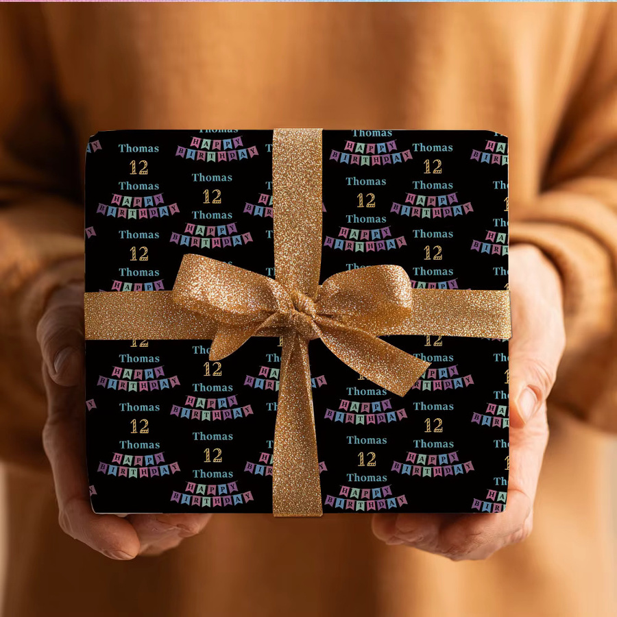 Personalisiertes WEIGAO Geschenkpapier Happy Birthday Motiv in Bunt für Erwachsene - Bild 4