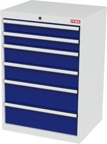STIER Schubladenschrank mit 6 Schubladen aus Stahl in Lichtgrau und Enzianblau, B/T/H: 70,0 x 57,5 x 102,0 cm - Bild 1