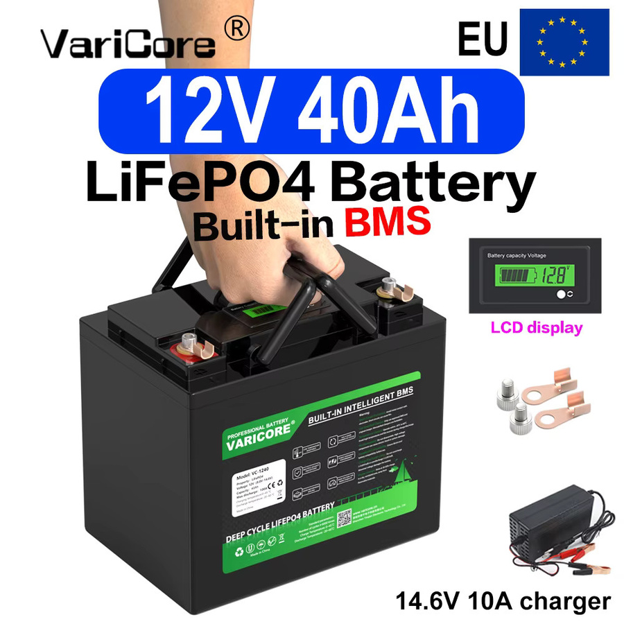 VariCore 12V 40Ah LiFePO4 Batterie mit prismatischen Klasse-A-Zellen in Schwarz für Solar-, Wohnmobil-, Elektrofahrzeug- und Off-Grid-Stromsysteme - Bild 6