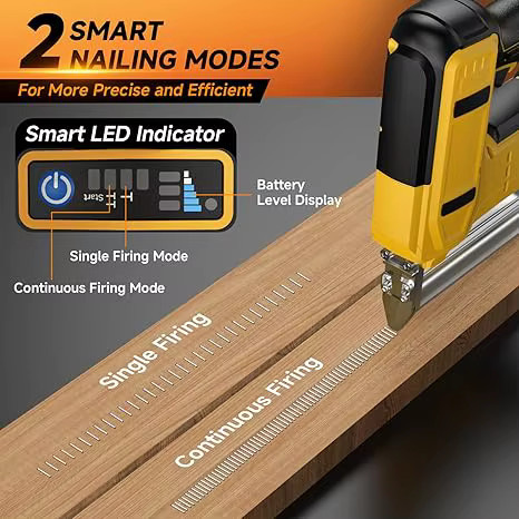 DeWalt 2-in-1 Akku-Nagelpistole für 20 V und 18 V Batterien, elektrischer Nagler für Gerade- und N-Form, Gelb - Bild 2