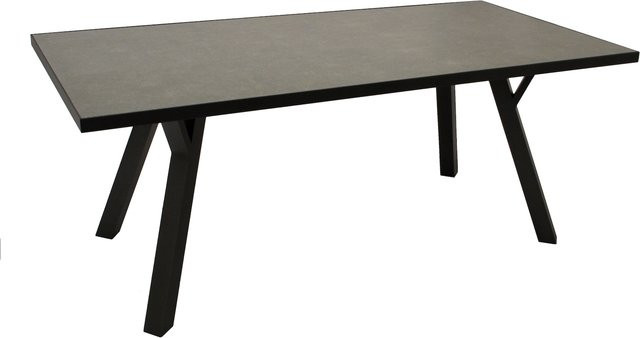DEGAMO Tisch MANCIANO aus Aluminium und Glas in Keramikoptik, Farbe Anthrazit, B/T: 180 x 90 cm - Bild 1