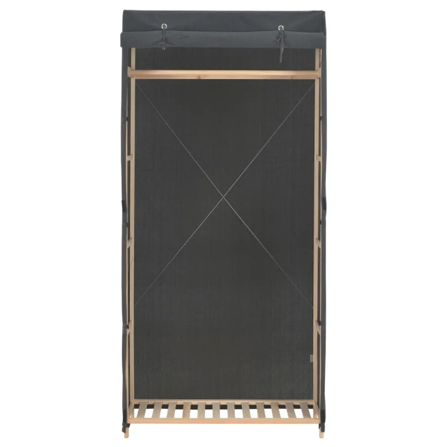 vidaXL Kleiderschrank Grau aus Stoff und Holz mit Kleiderstange, B/T/H: 79 x 40 x 170 cm - Bild 2
