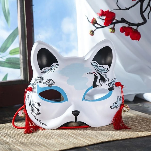 HUA HUA Cosplay-Maske, japanische Katzenmaske, handgefertigte halbe Gesichtsmaske - Bild 1