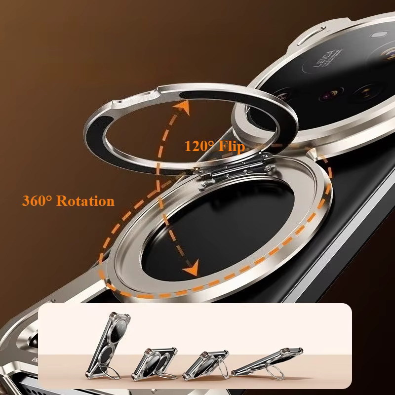 Oatsbasf Metall-Handyhülle für Xiaomi 15 14 Ultra/Pro mit 360 Grad drehbarem Ständer und MagSafe Funktion, stoßfeste dünne Schutzhülle - Bild 4