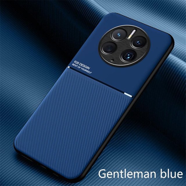 Magnetische Leder-Handyhülle für Huawei Mate 50 Pro und Mate 50 in Blau mit weichem Silikonrahmen - Bild 1