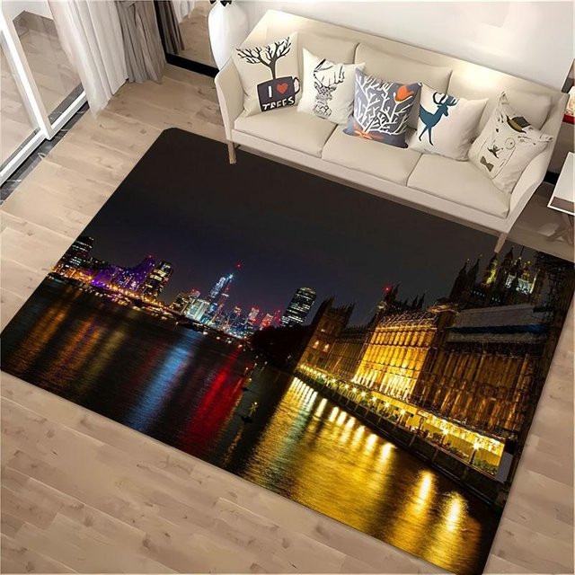 HGHT Landschaft Teppich England London, Rutschfest und Waschbar, Polyester, Mehrfarbig, B/T: 40 x 60 cm - Bild 1