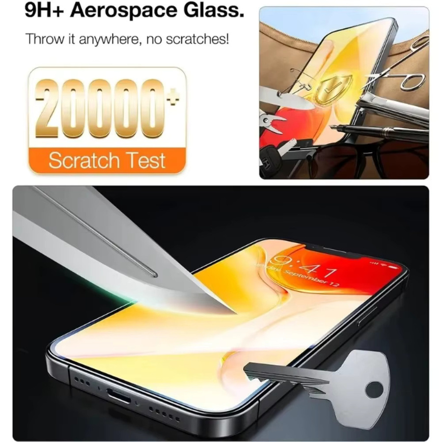 3er-Pack DIXSG Ultra-HD Displayschutzfolie aus Glas für iPhone 17 16 15 Pro Max 17 Air 16e 15 Plus 14 13 12 11 Pro, transparent, staubfreie und einfache Installation - Bild 4